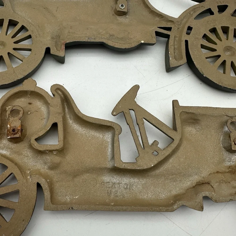 LOT OF 3 Vintage Sexton Cast Metal Plaques Wall Hangers Antique Model Cars
